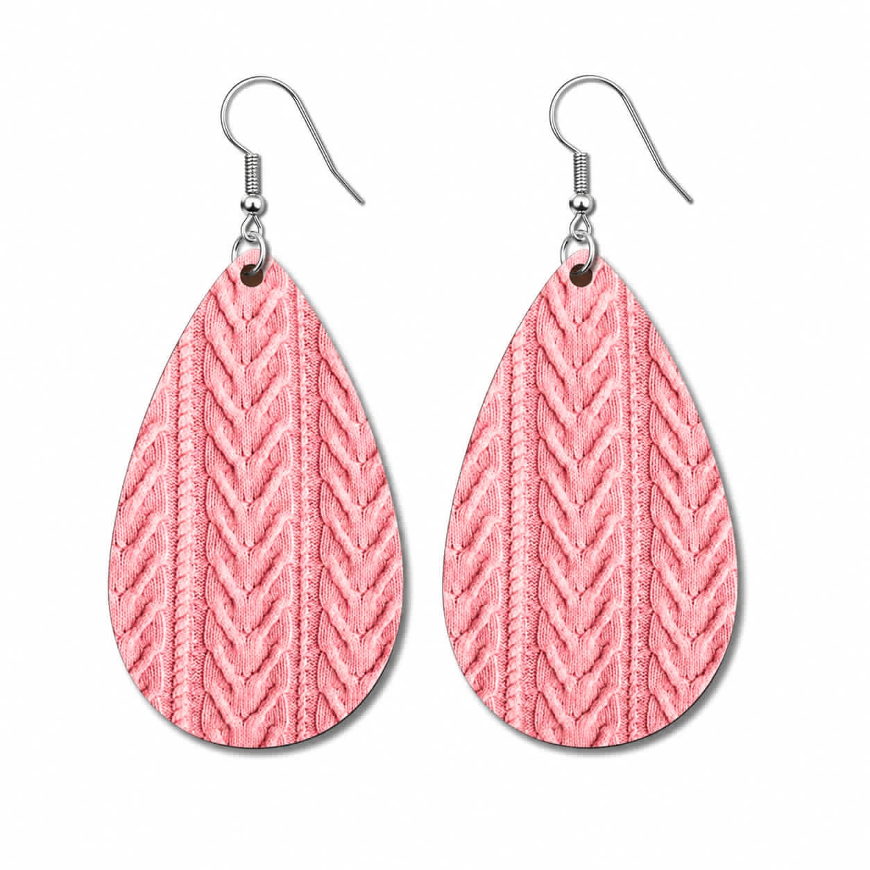 Earrings- Fall Cozy Pink Sweater Print