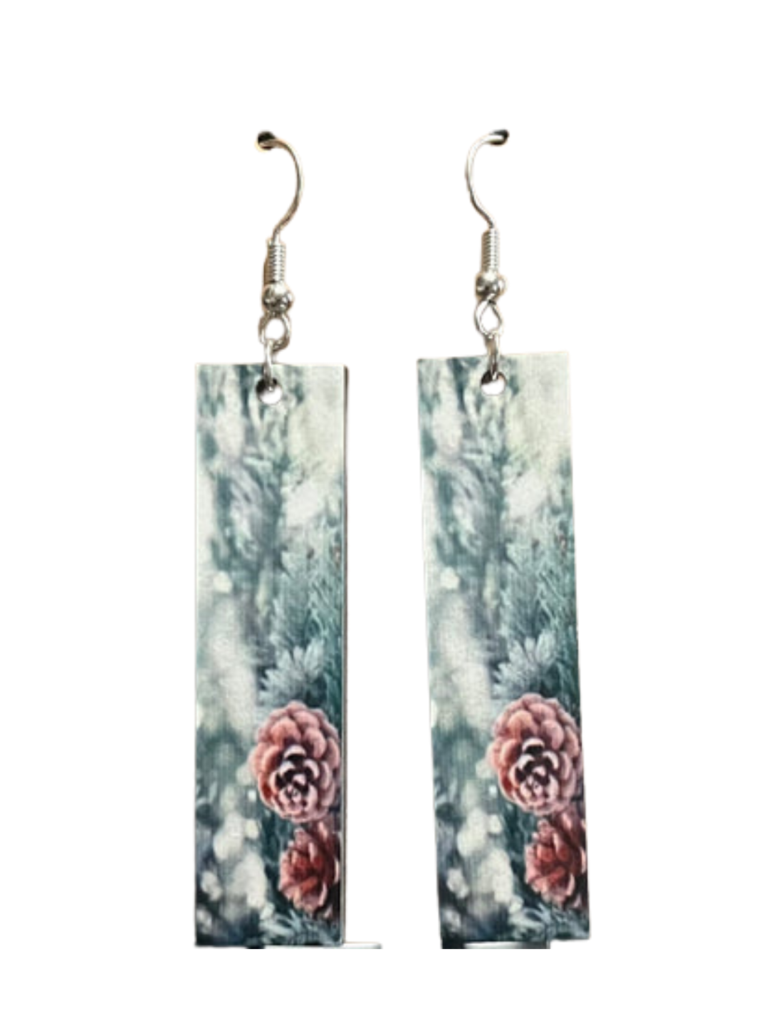 Earrings- Winter Rectangular Pine Cone