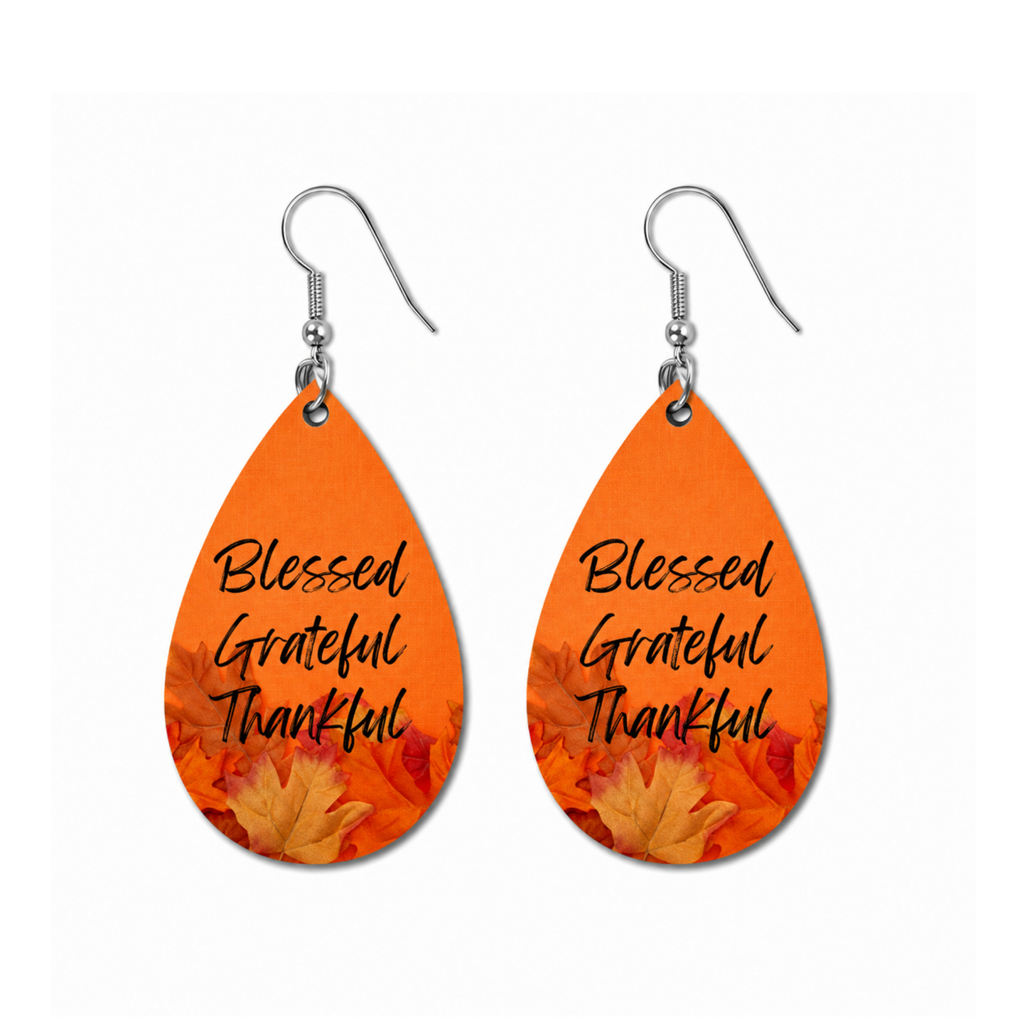 Earrings- Fall Blessed Grateful Thankful Autumn Foliage