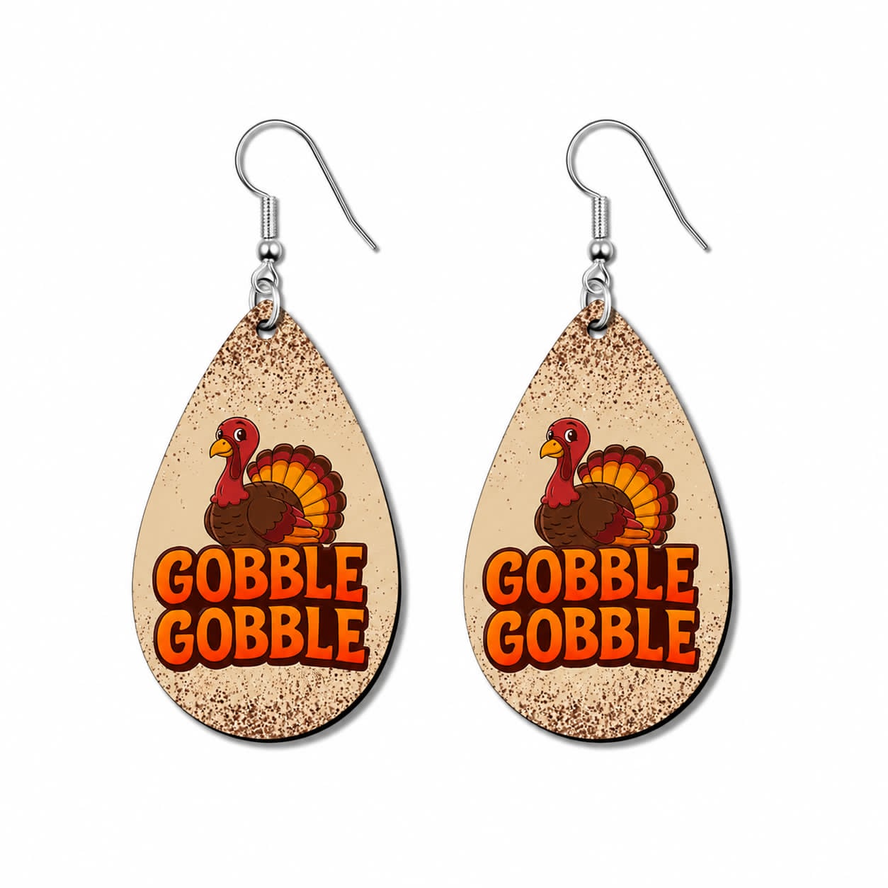 Earrings- Fall Gobble Gobble Thanksgiving Turkey Retro