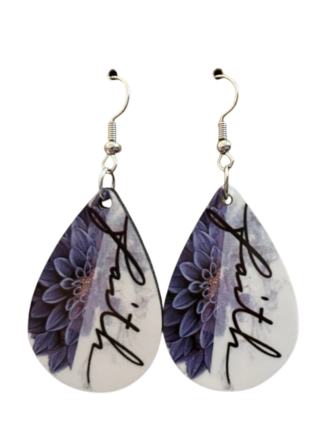Earrings- Faith Based Faith with Purple Flower