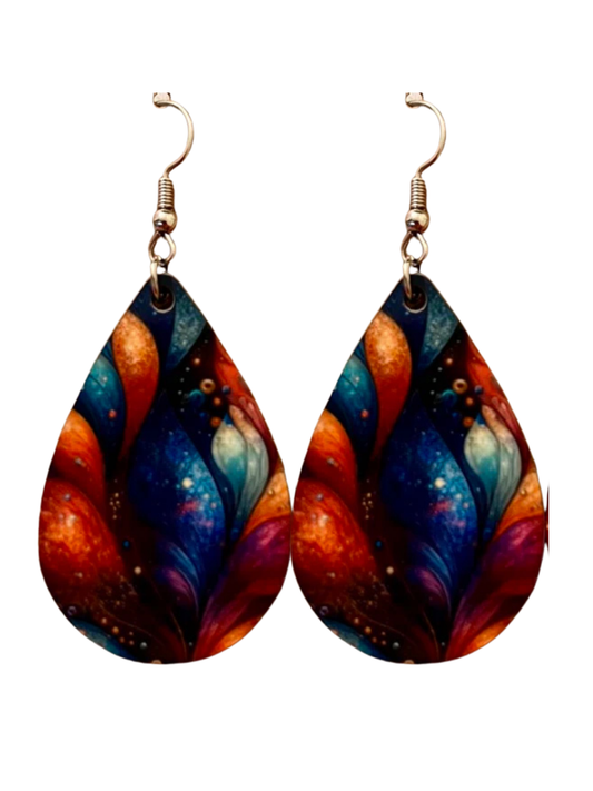 Earrings- Aztec/patterns bright colorful leaves