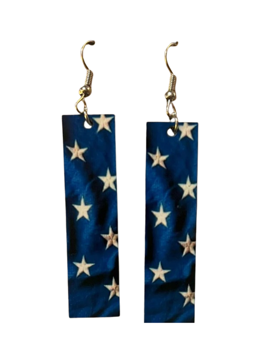 Earrings- Fourth of July Rectangular Stars
