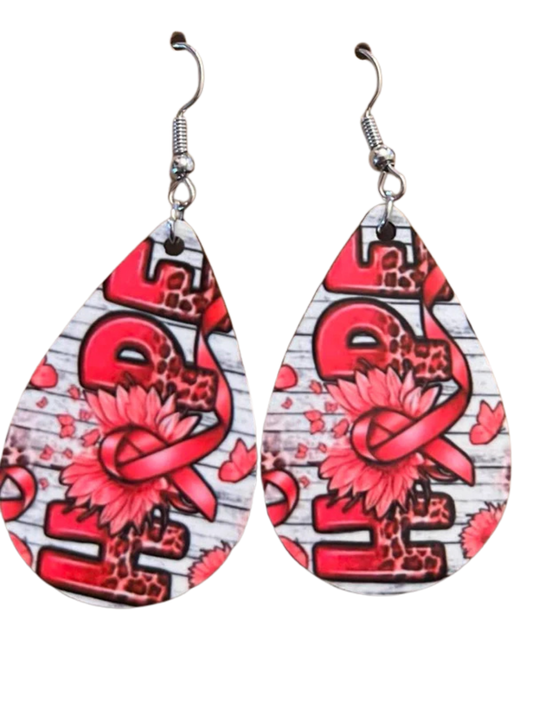 Earrings- Health Awareness Hope Breast Cancer