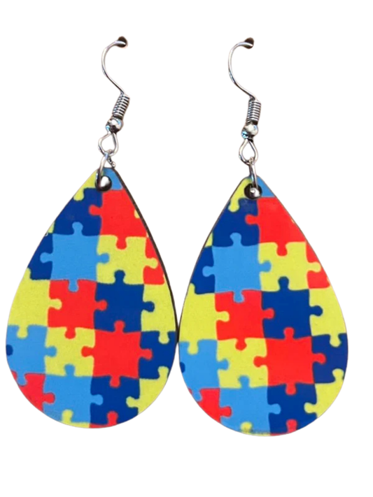 Earrings- Health Awareness Autism Puzzle