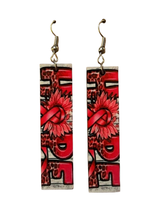 Earrings- Health Awareness Rectangular Hope Breast Cancer