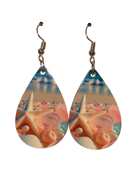Earrings- Nautical Seashells by the Sea Shore