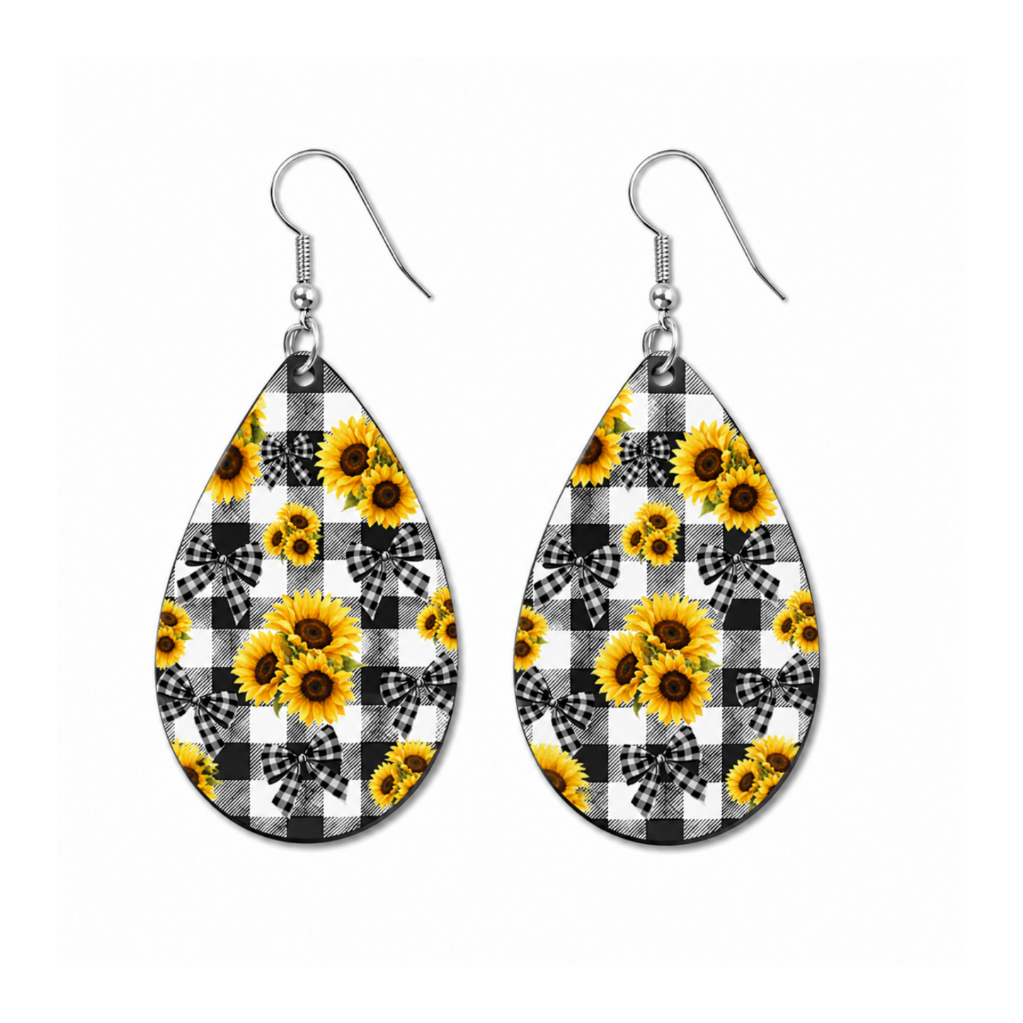 Earrings- Fall Buffalo Plaid & Sunflower & Bows
