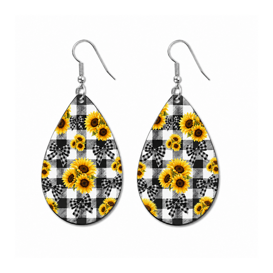 Earrings- Fall Buffalo Plaid & Sunflower & Bows