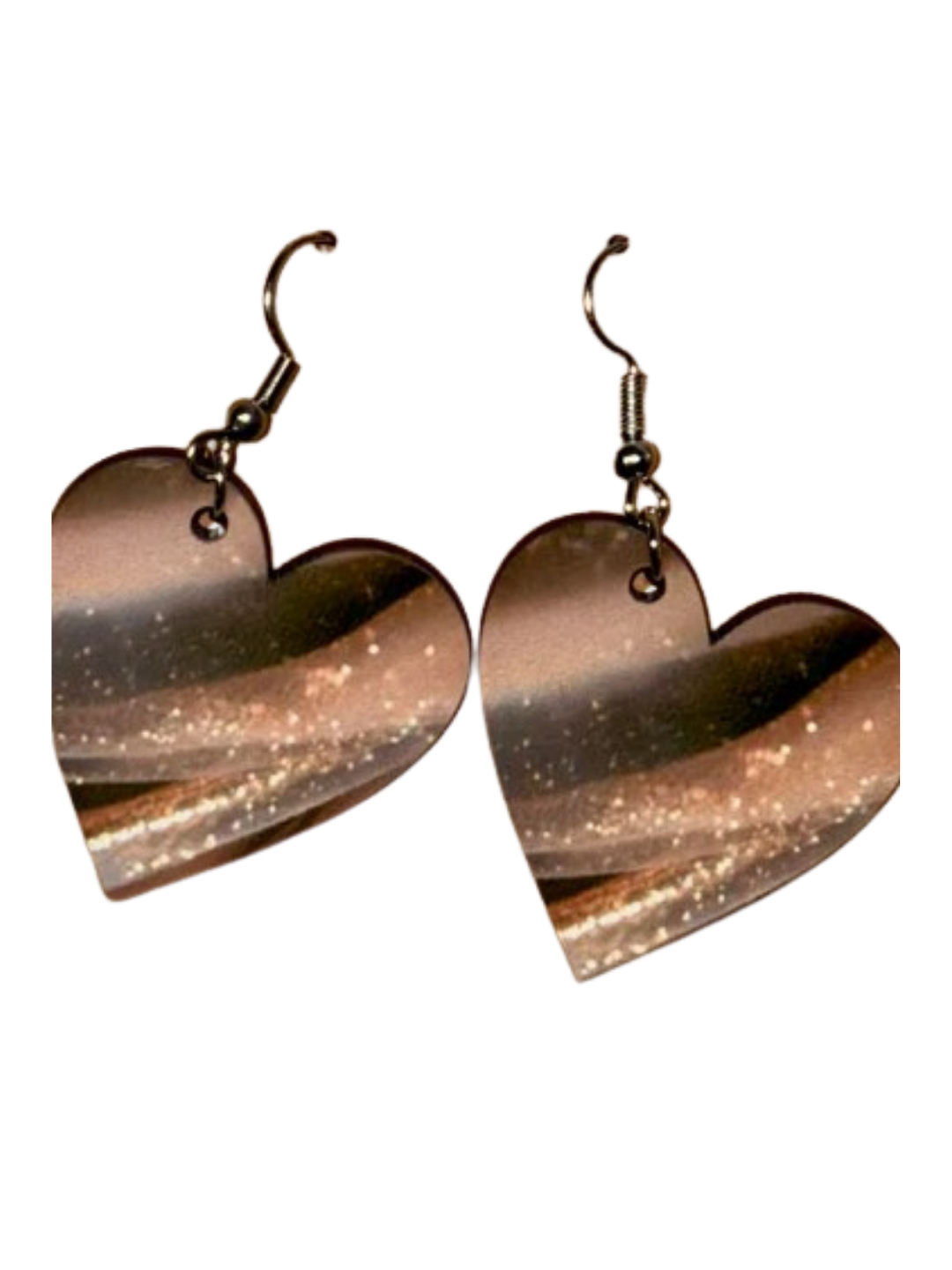 Earrings- Valentine's Day Heart Shaped Brown Shear