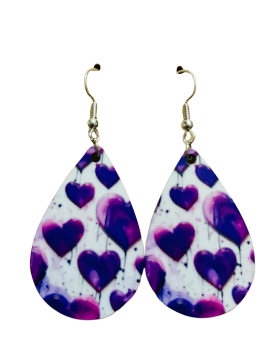 Earrings- Valentine's Day Purple Hearts