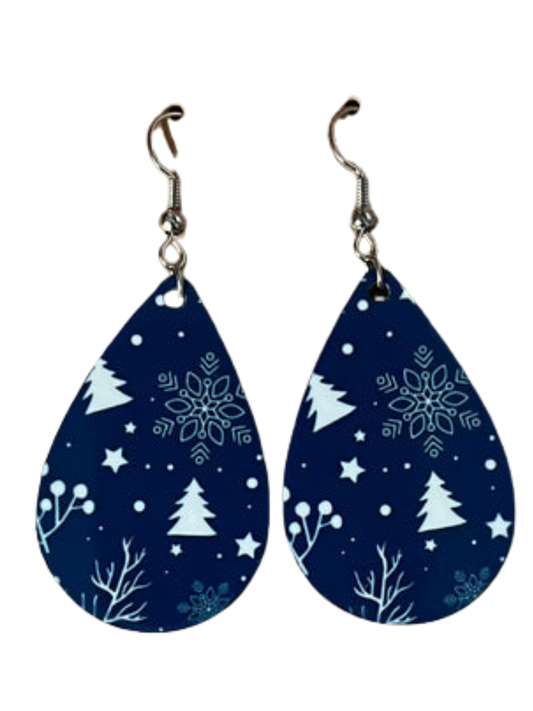 Earrings- Winter Blue and White
