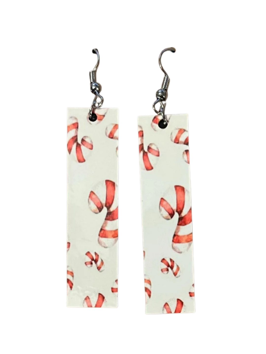 Earrings- Christmas Rectangular Candy Cane