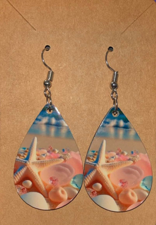 Earrings- Nautical Seashells by the Sea Shore