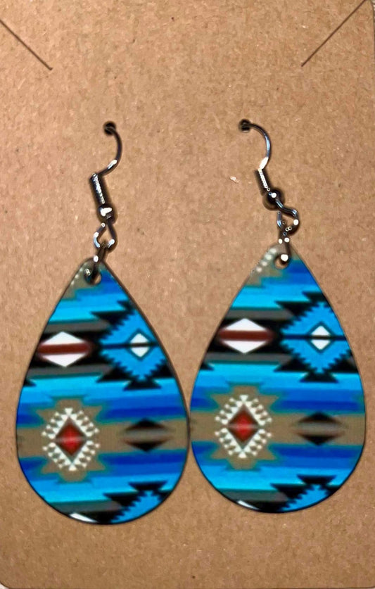 Earrings- Aztec/Patterns Blue
