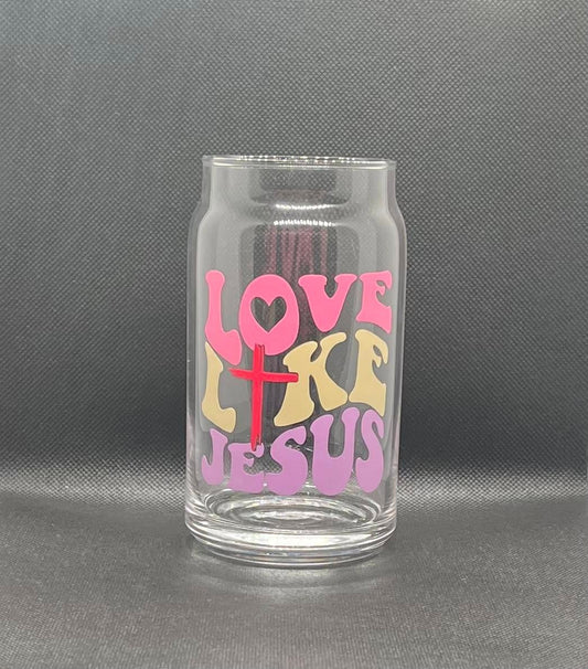 16 oz Glass Cup- Love Like Jesus