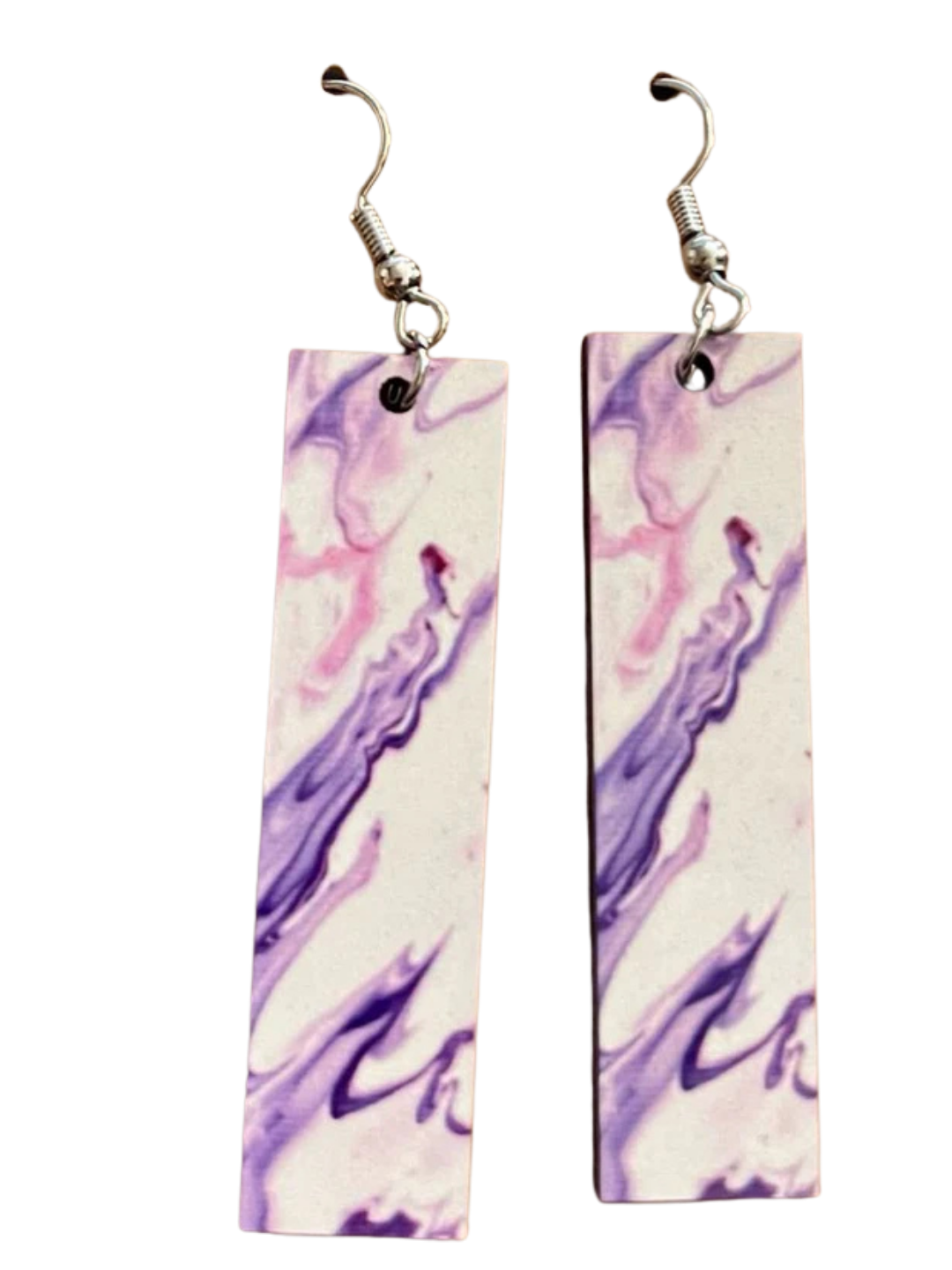 Earrings- Color Rectangular Purple Marble