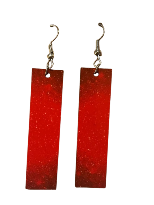 Earrings- Colors Rectangular Red