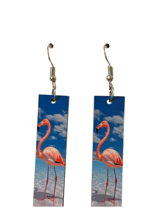 Earrings- Animals/Animal Print Flamingo  Rectangular Shape