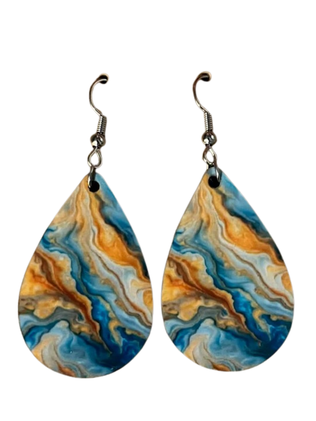 Earrings- Colors Marble Orange and Blue