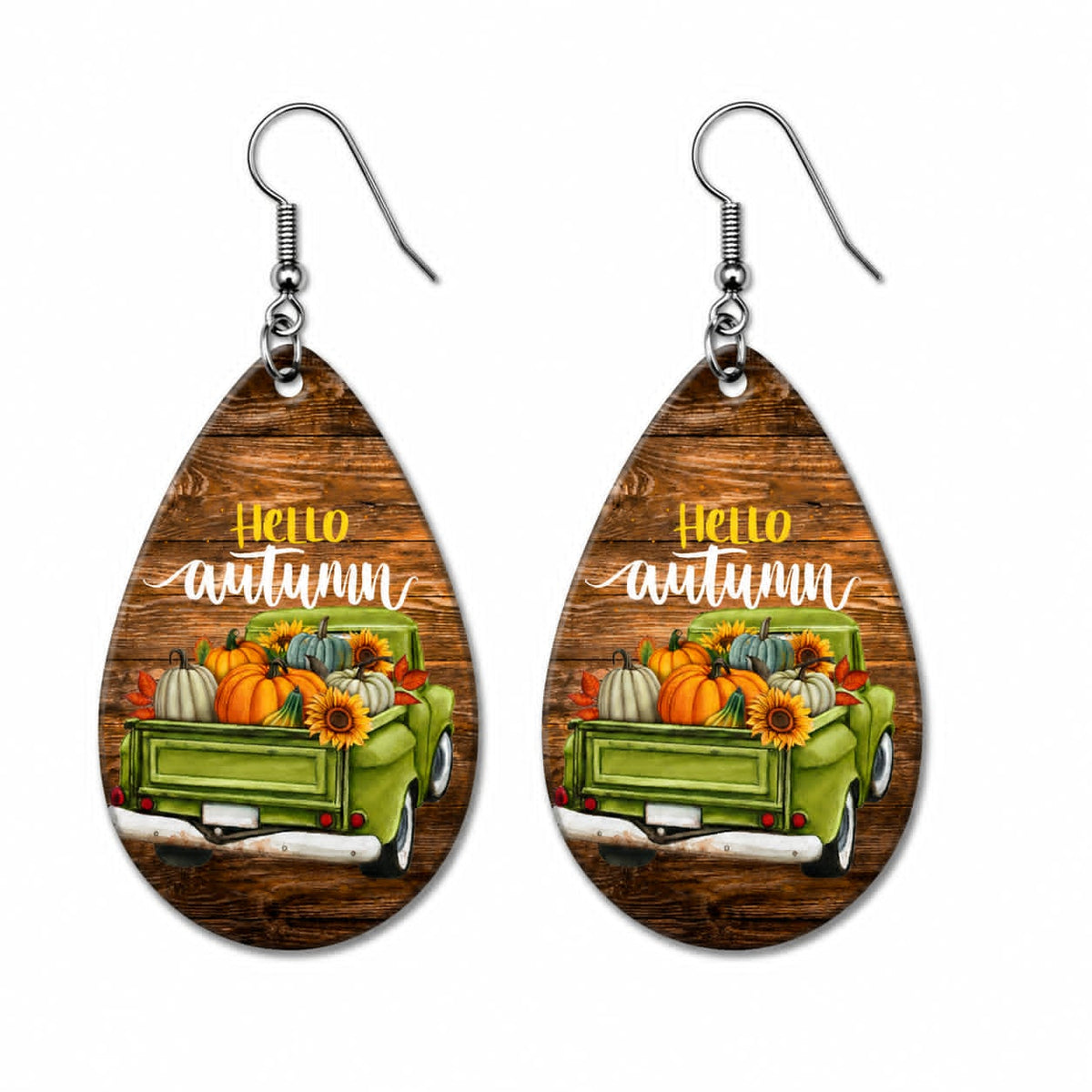 Earrings- Fall Hello Autumn Harvest Truck