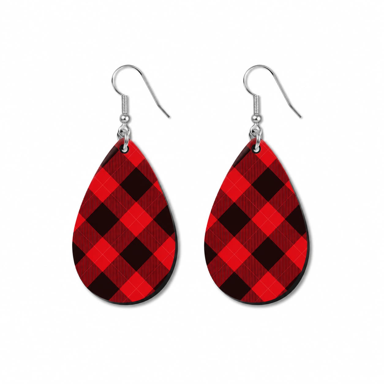 Earrings- Christmas Red and Black Plaid
