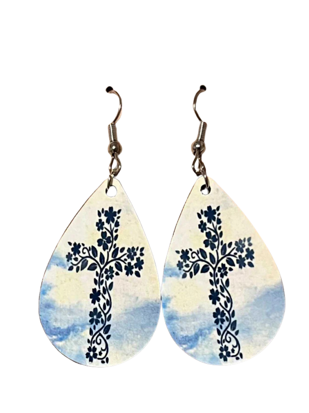 Earrings- Faith Based Sky Bloom Cross