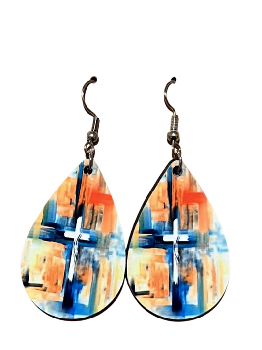 Earrings- Faith Based Abstract Cross