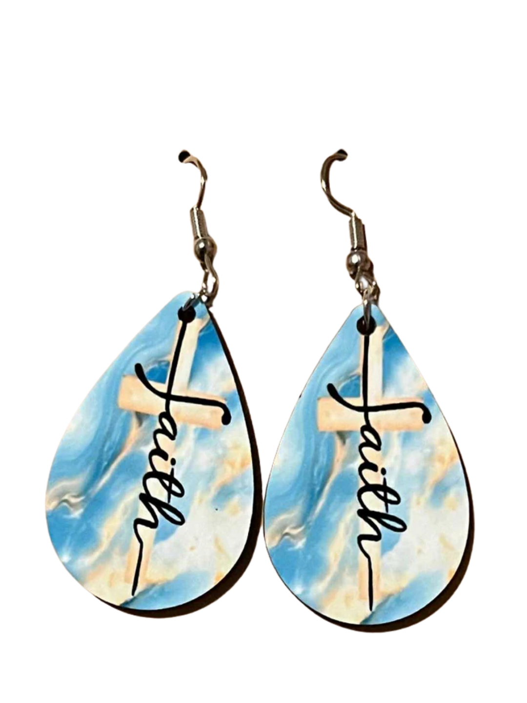 Earrings- Faith Based Tan and Blue Faith