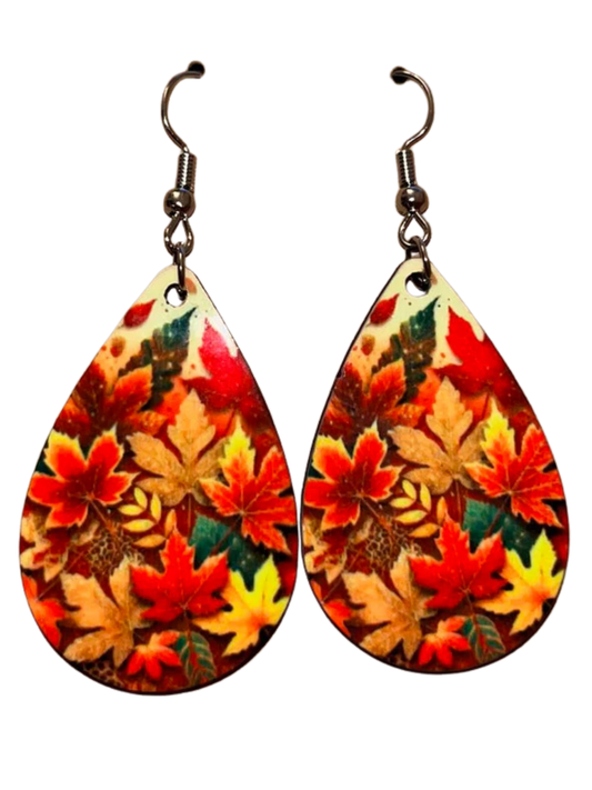 Earrings- Fall Bright Colorful Leaves