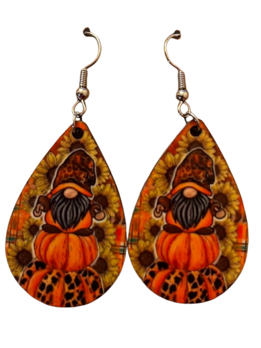 Earrings- Fall Gnome on Pumpkin
