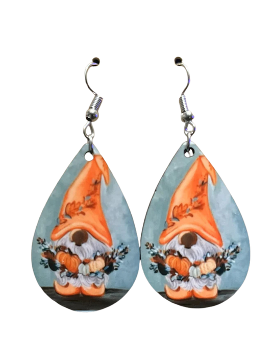 Earrings- Fall Gnome with Pumpkin