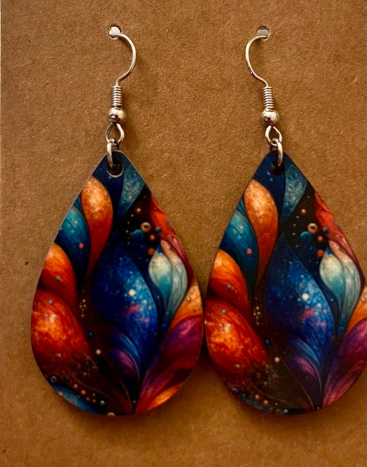 Earrings- Aztec/patterns bright colorful leaves