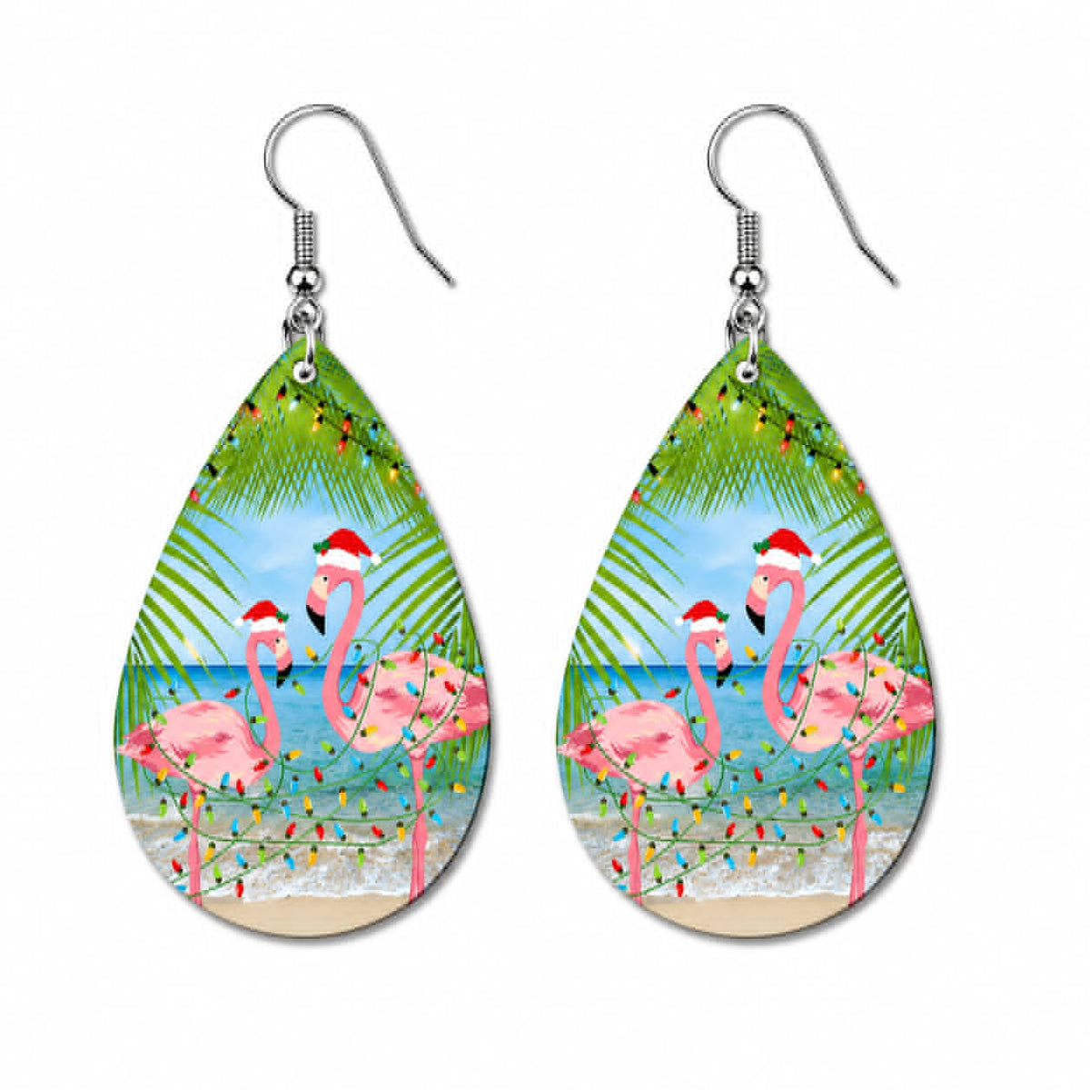 Earrings- Christmas Flamingos