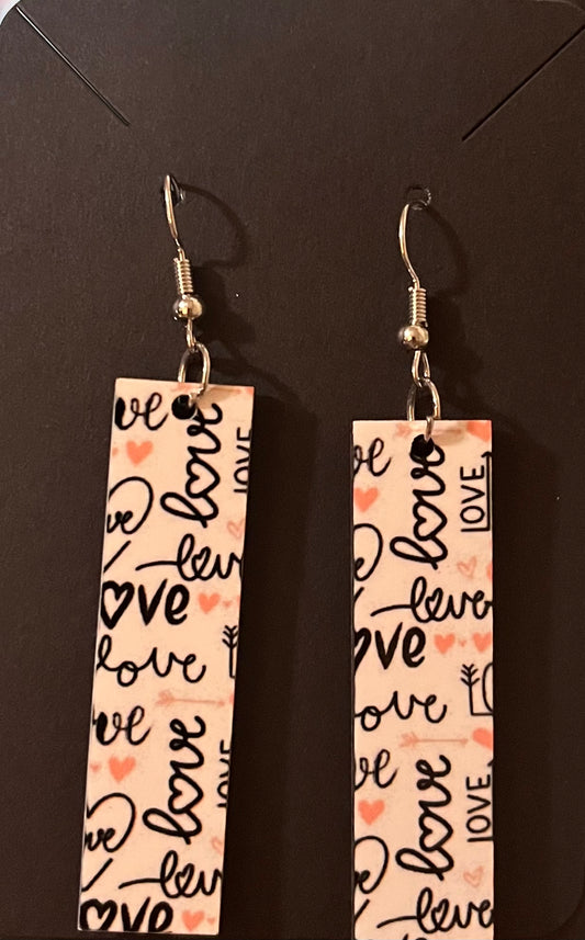 Earrings- Valentine's Day Rectangular Shape Love