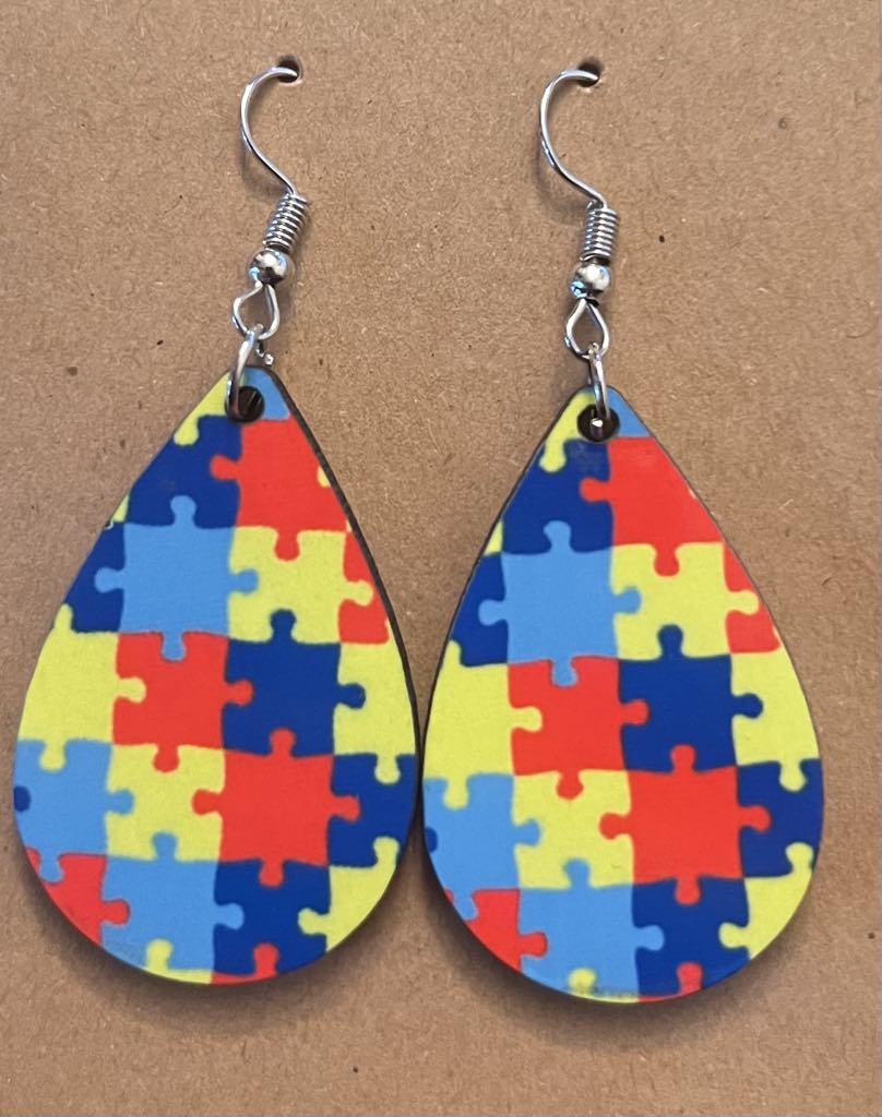 Earrings- Health Awareness Autism Puzzle