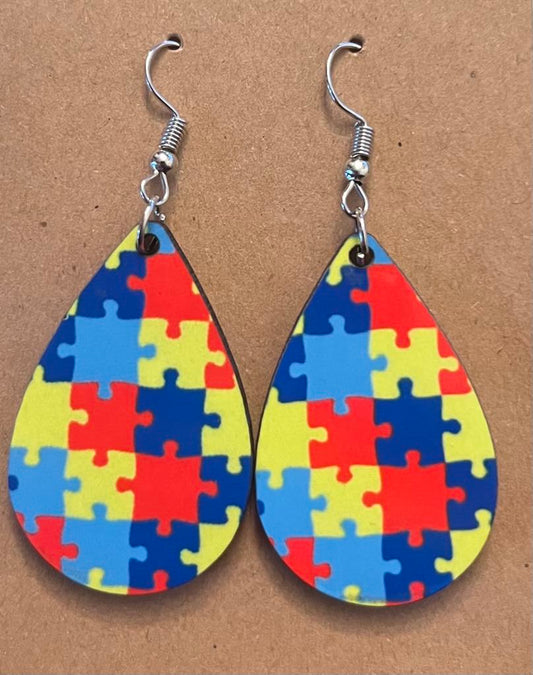 Earrings- Health Awareness Autism Puzzle