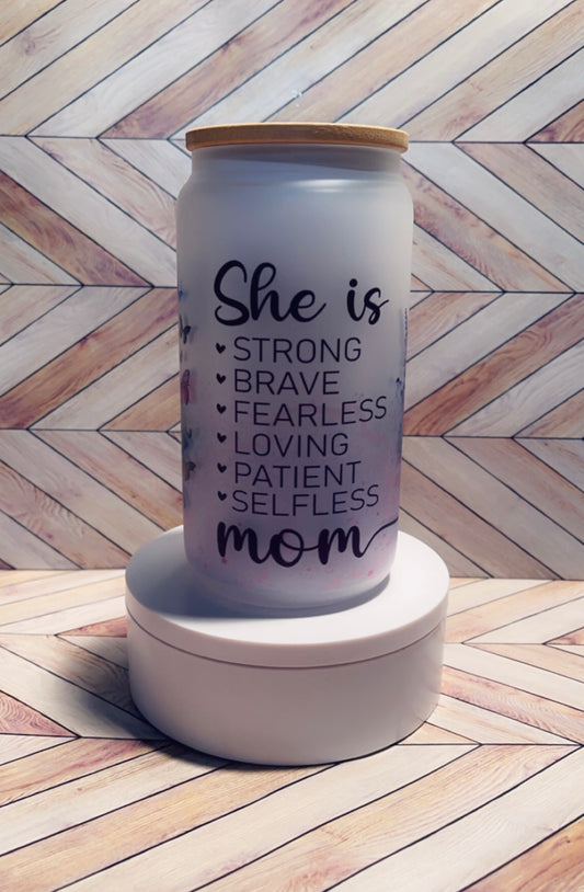 16 oz Glass Cup- SHE IS
