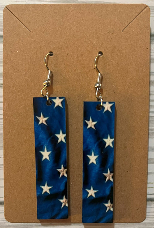 Earrings- Fourth of July Rectangular Stars