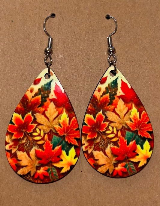 Earrings- Fall Bright Colorful Leaves