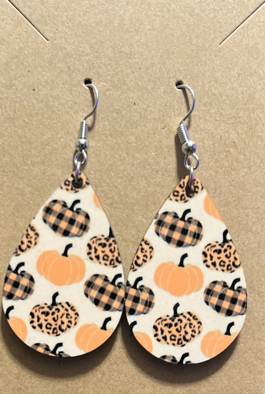 Earrings- Fall Plaid Pumpkins